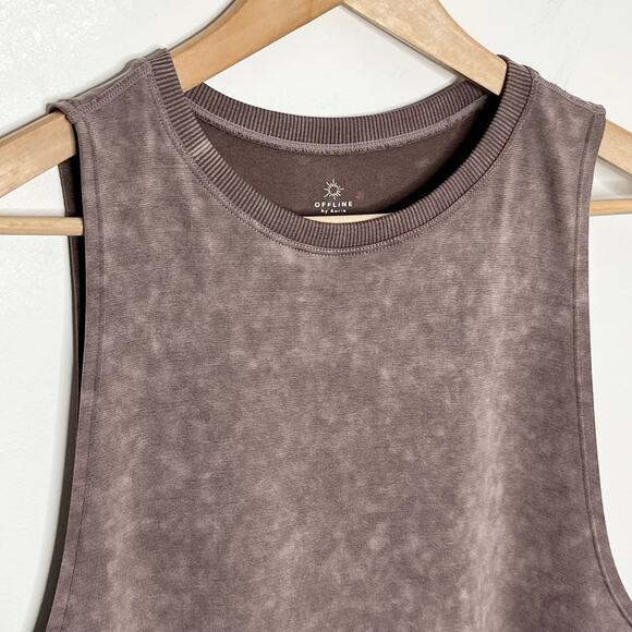 Offline By Aerie Womens Sleeveless Workout Tank XS Brown Crew Neck Athleisure - Picture 3 of 8